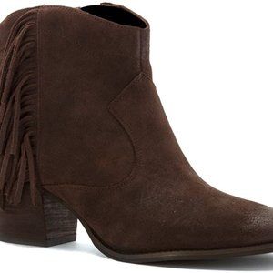 Marc Fisher Sade Suede Fringe Ankle Booties (NIB)